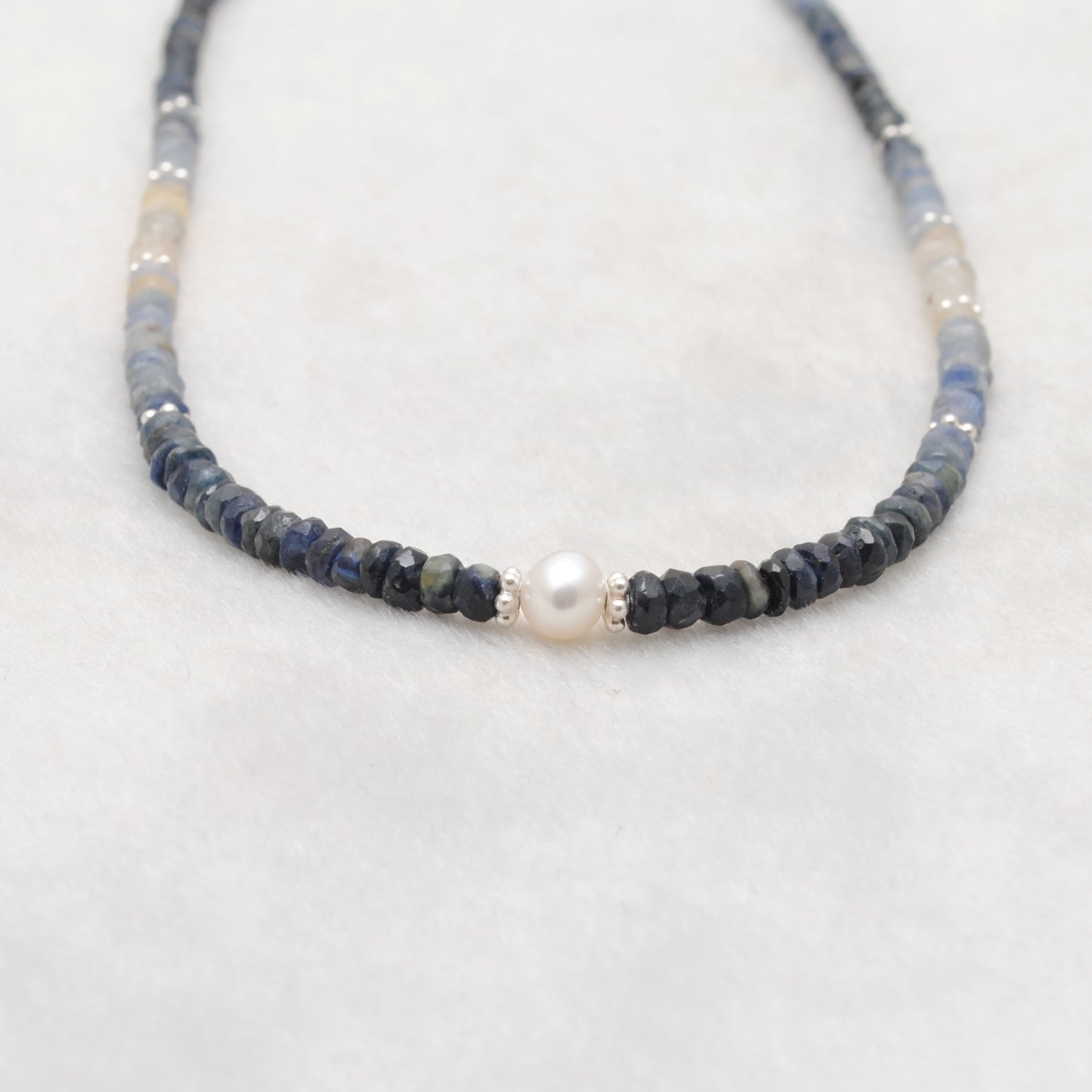 Shaded Sapphire Pearl Strand Necklace - Gradient Bead Detail