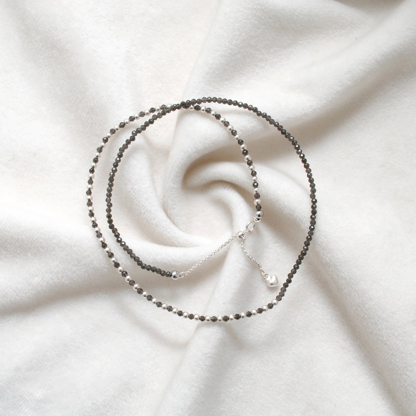Smoky Quartz Beaded Necklace Gift for Her - Styled View