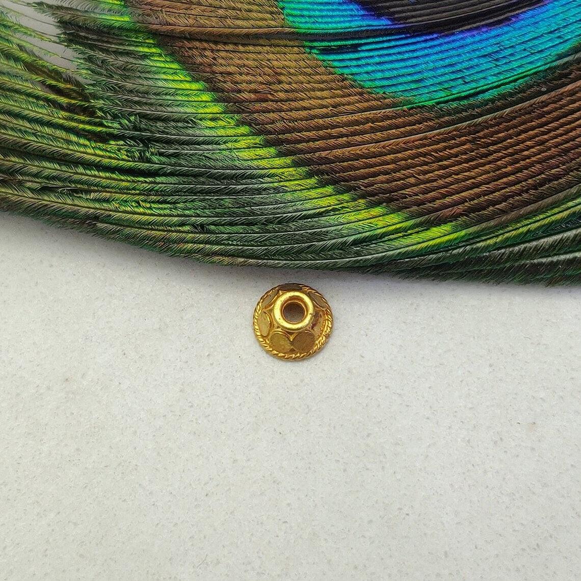 Solid 18K gold cap spacer beads 7mm front view