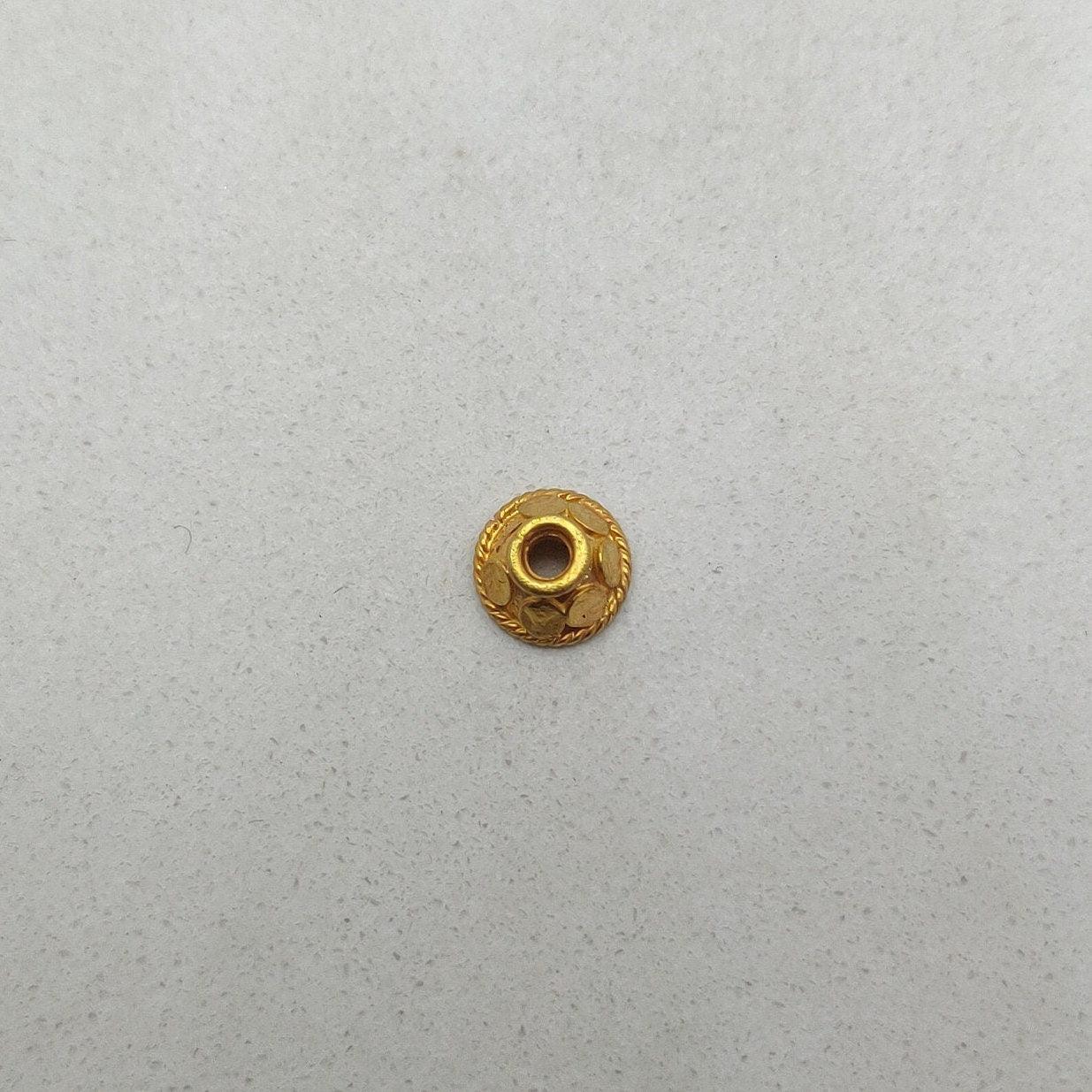 Solid 18K gold bead cap 7mm side profile