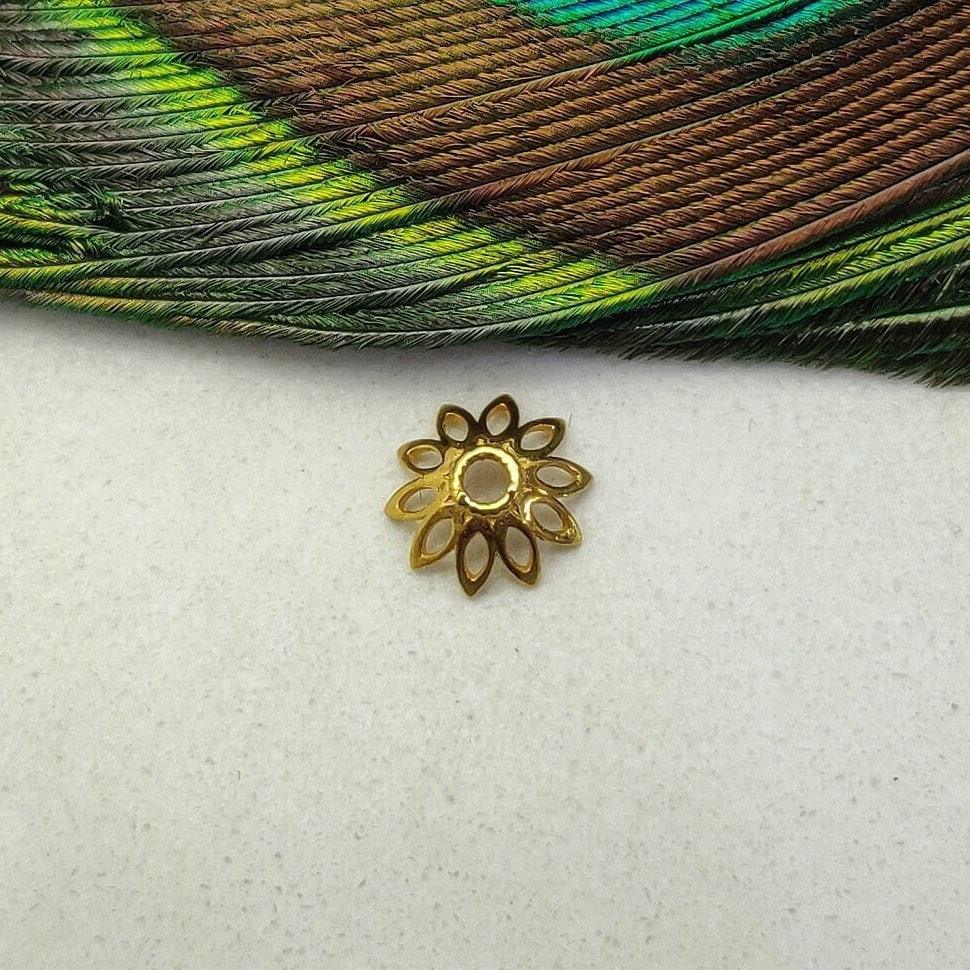 Solid 18K gold spacer bead cap for jewelry making front view