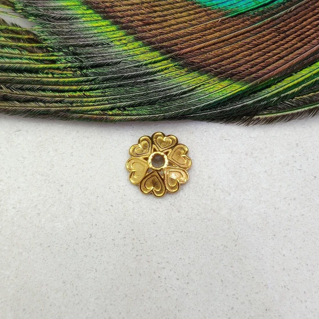 Solid 18K yellow gold spacer bead cap for jewelry making front view