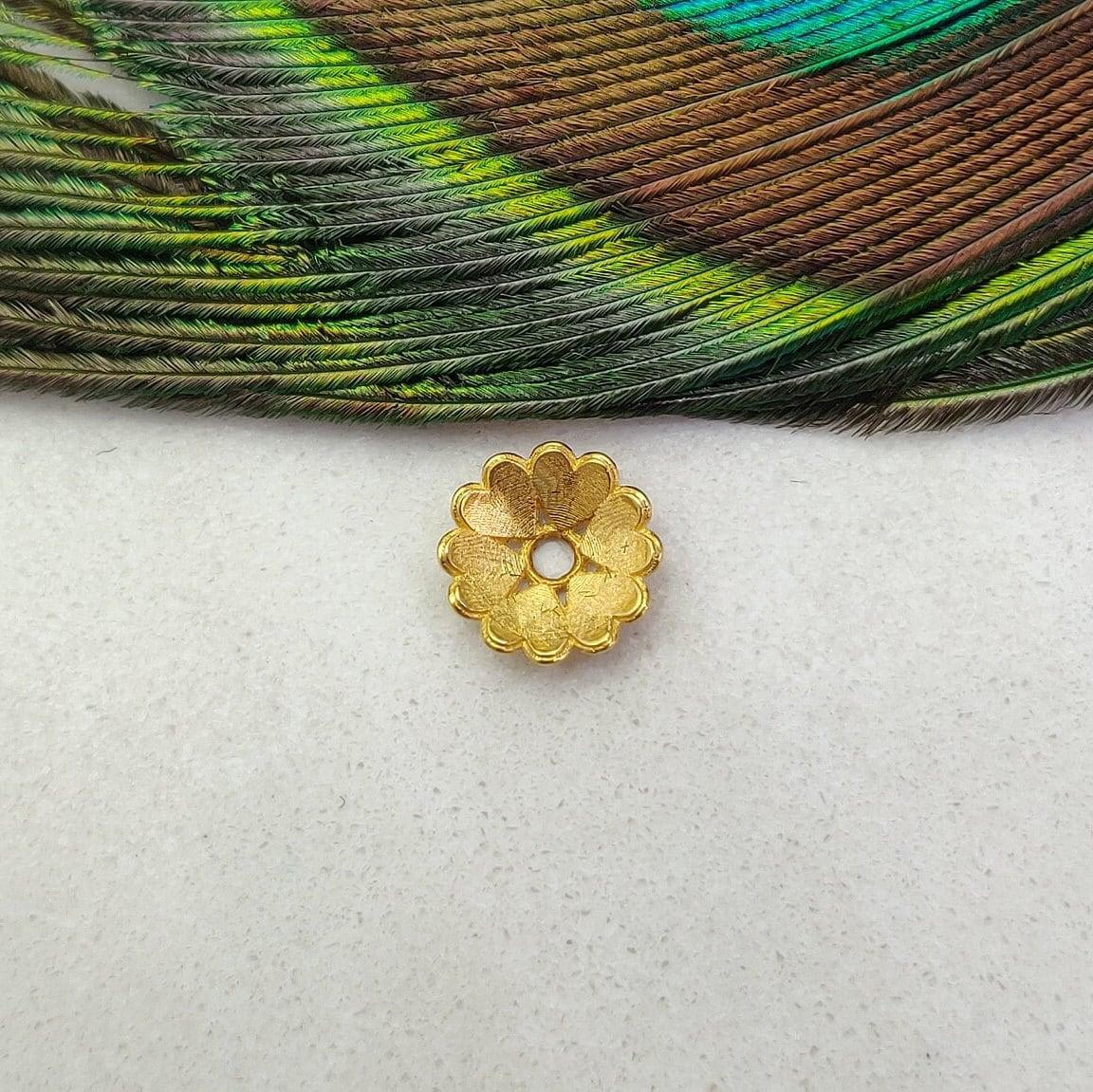Solid 18K gold spacer bead cap jewelry making close-up detail