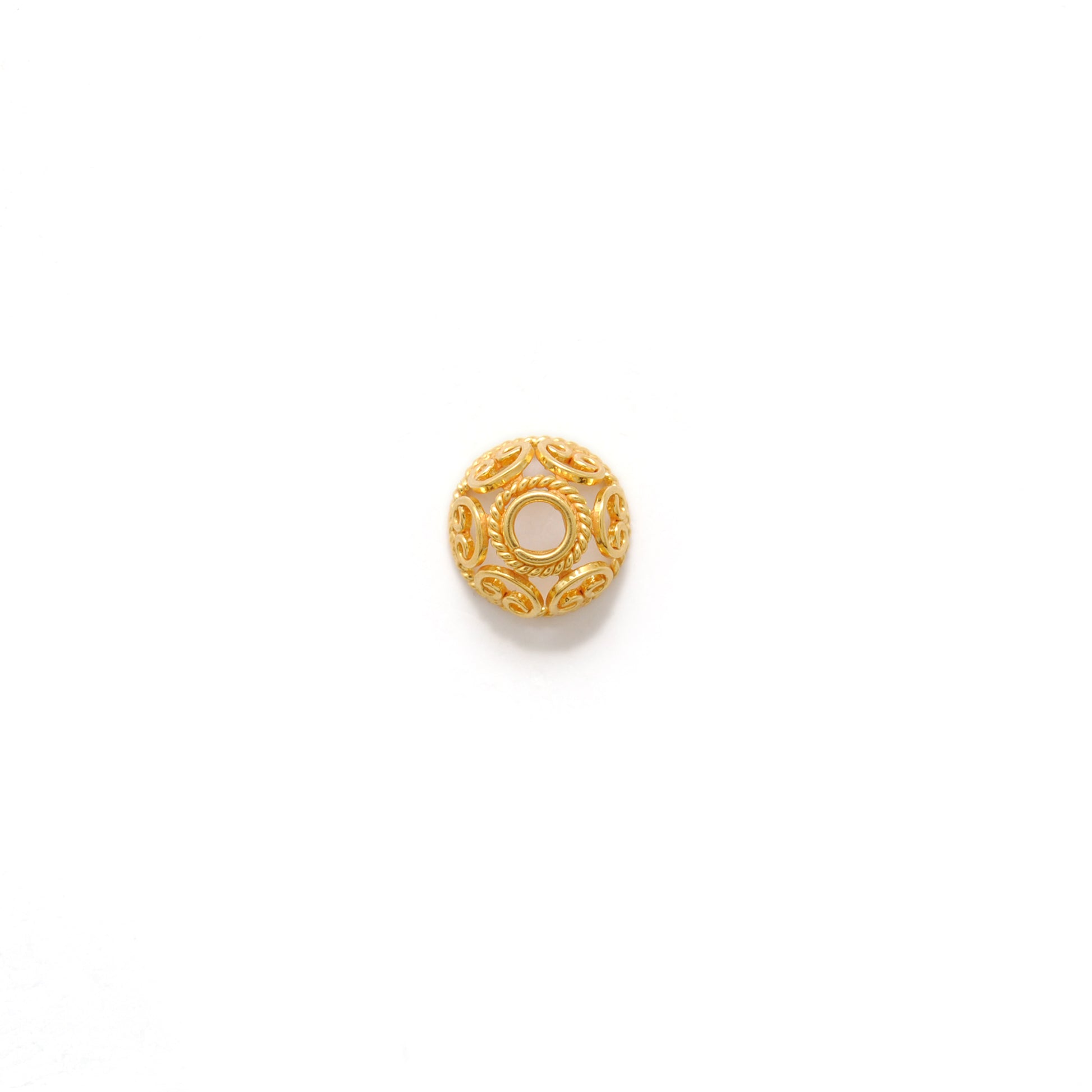 Solid gold spacer bead cap 7.5mm - overhead view