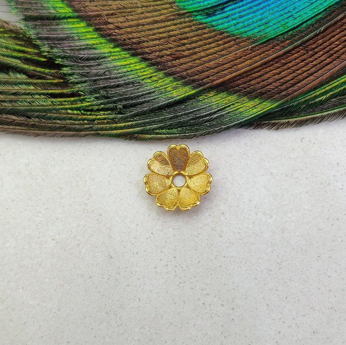 18K solid gold spacer bead cap DIY close-up detail