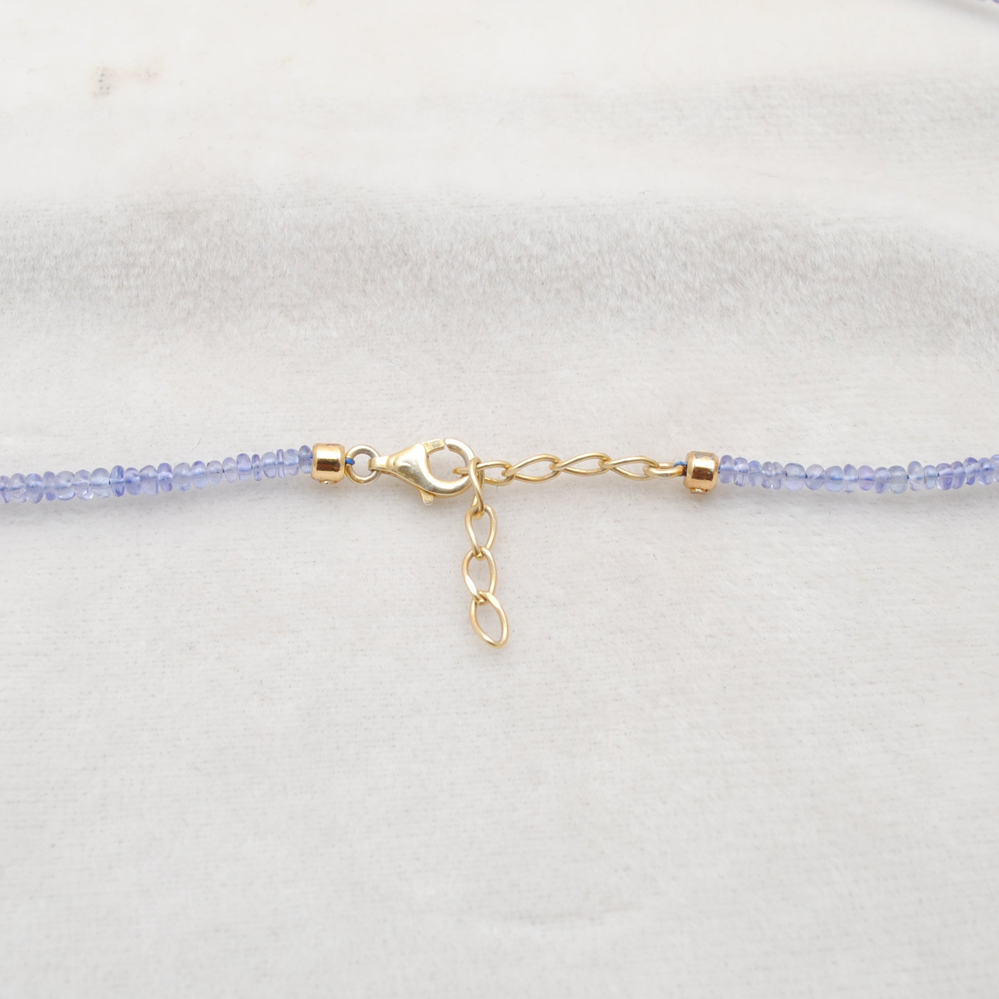 Tanzanite Diamond Necklace Handmade Gemstone Jewelry - Clasp Detail
