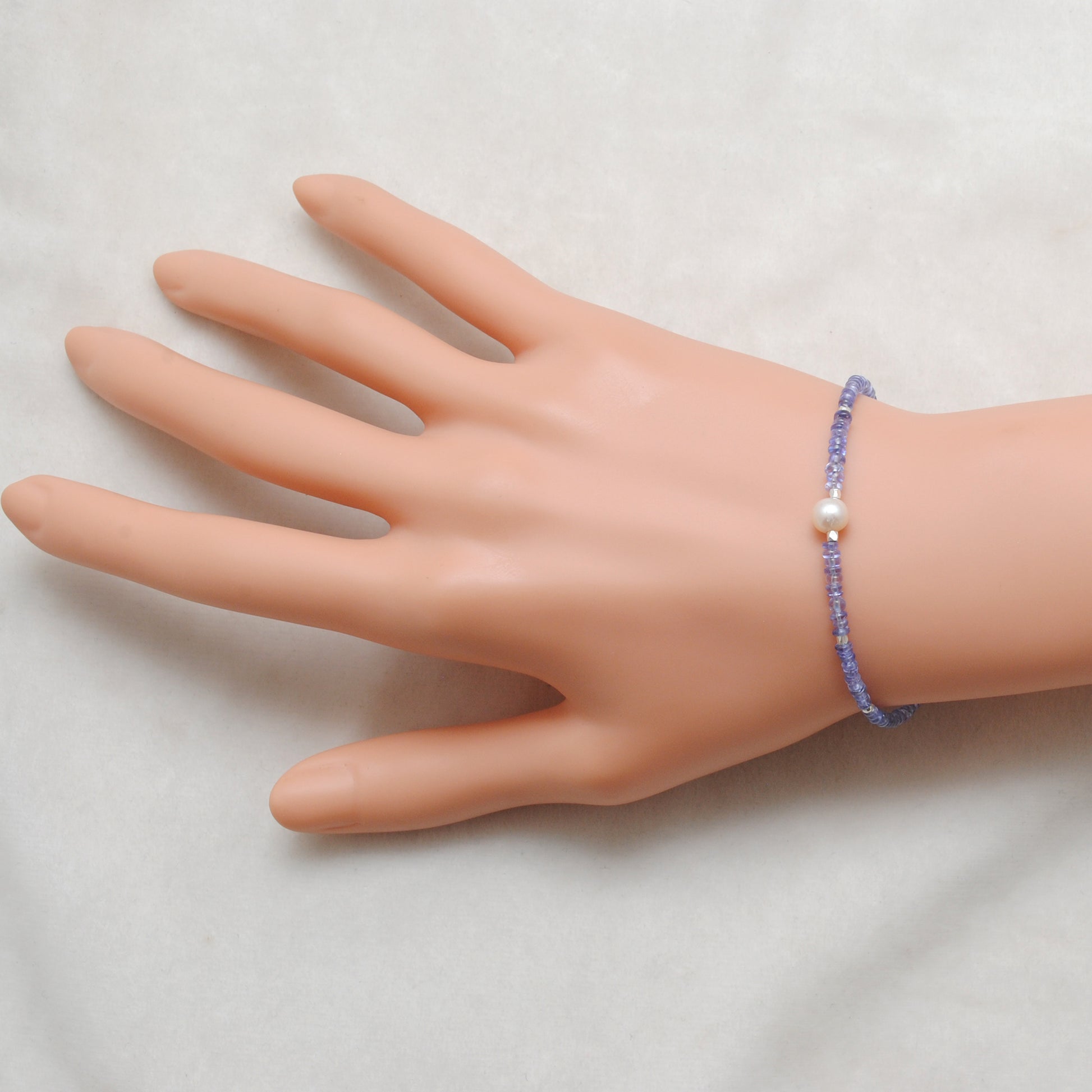 Tanzanite Pearl Bracelet for Women - Wrist Styled View