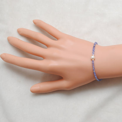 Tanzanite Pearl Bracelet for Women - Wrist Styled View