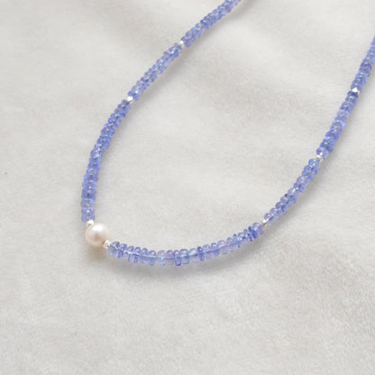 Tanzanite Pearl Gemstone Necklace Gift for Her - Clasp Detail