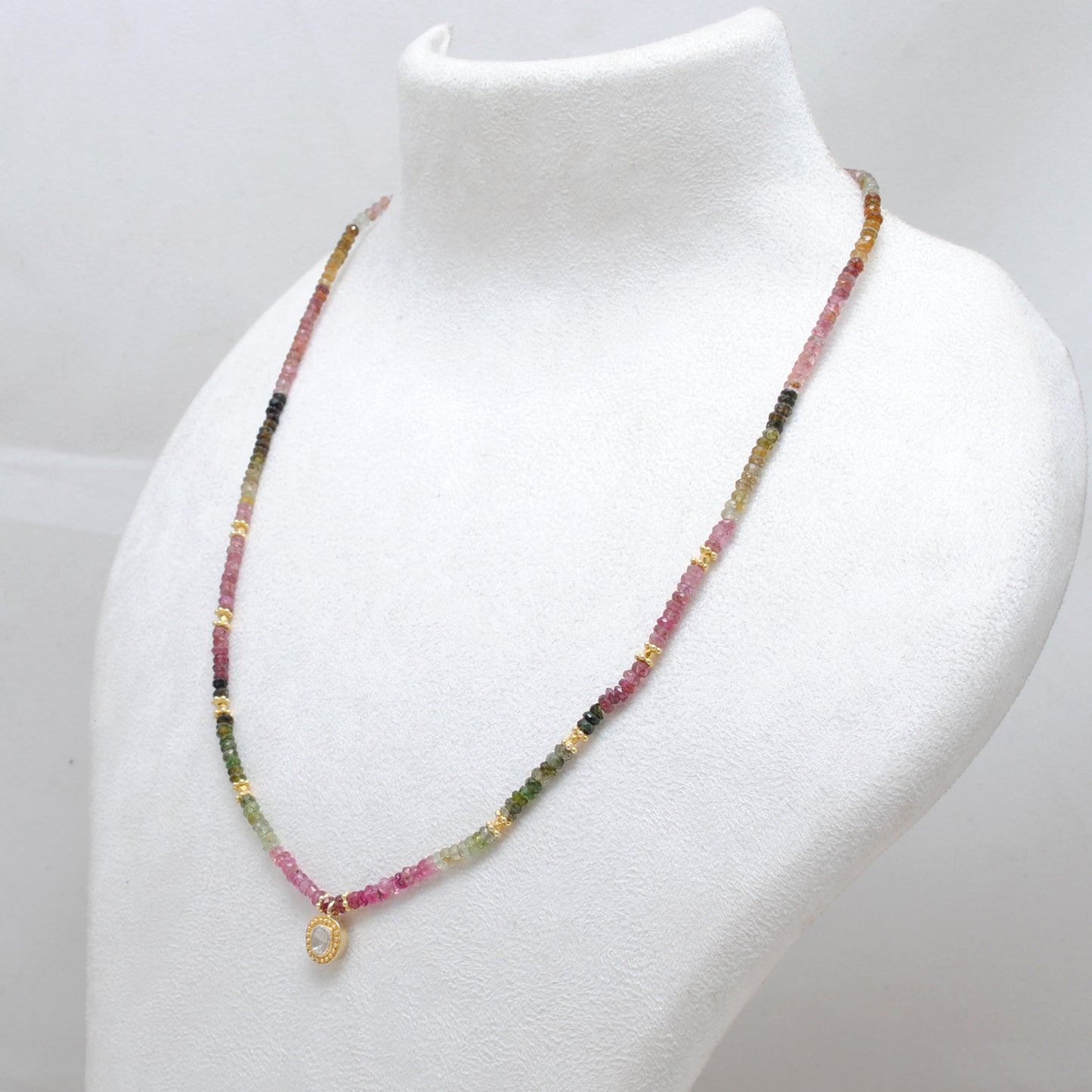 Tourmaline Beaded Necklace Gift for Women - Styled View