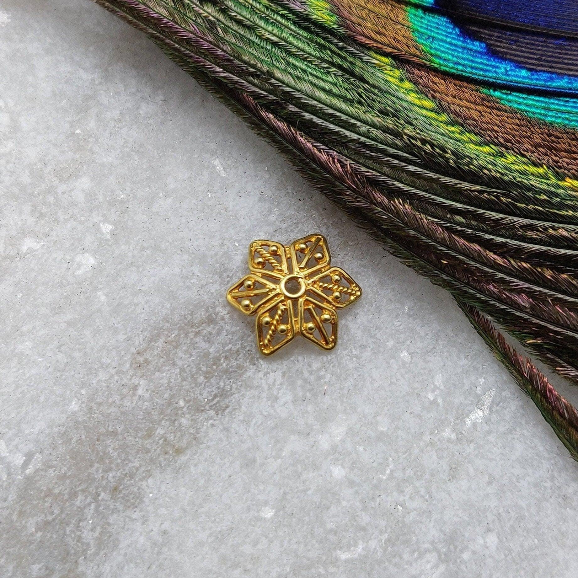 Unique 18K gold star spacer bead cap DIY craft - front view