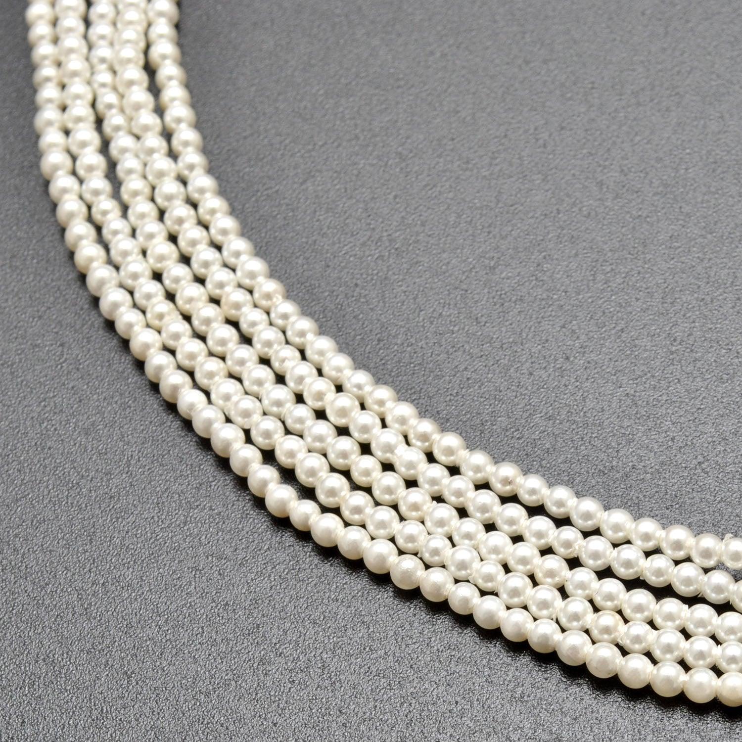 White shell pearl round beads 16 inch strand - front view