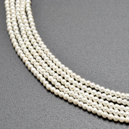 White shell pearl round beads 16 inch strand - front view
