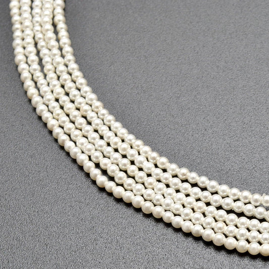 White shell pearl round beads 16 inch strand - front view
