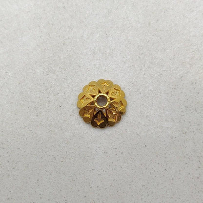 Yellow 18K gold end cap styled on necklace termination