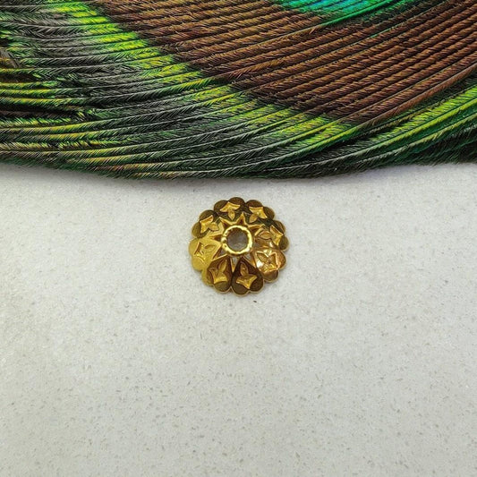 Yellow 18K gold spacer end cap bead supply - front view